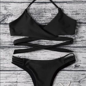 Zaful black wrap around bikini